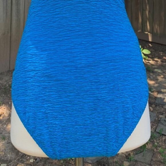 Vintage Blue Textured One Piece Swimsuit Size Small Vintage 12 Ruching Bikini - Picture 3 of 6